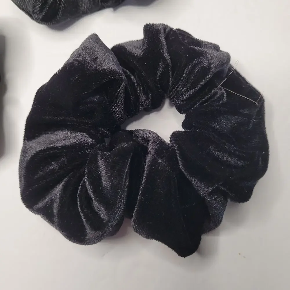 Three Pack Black Hair Scrunchies - Stylish & Gentle Hair Ties